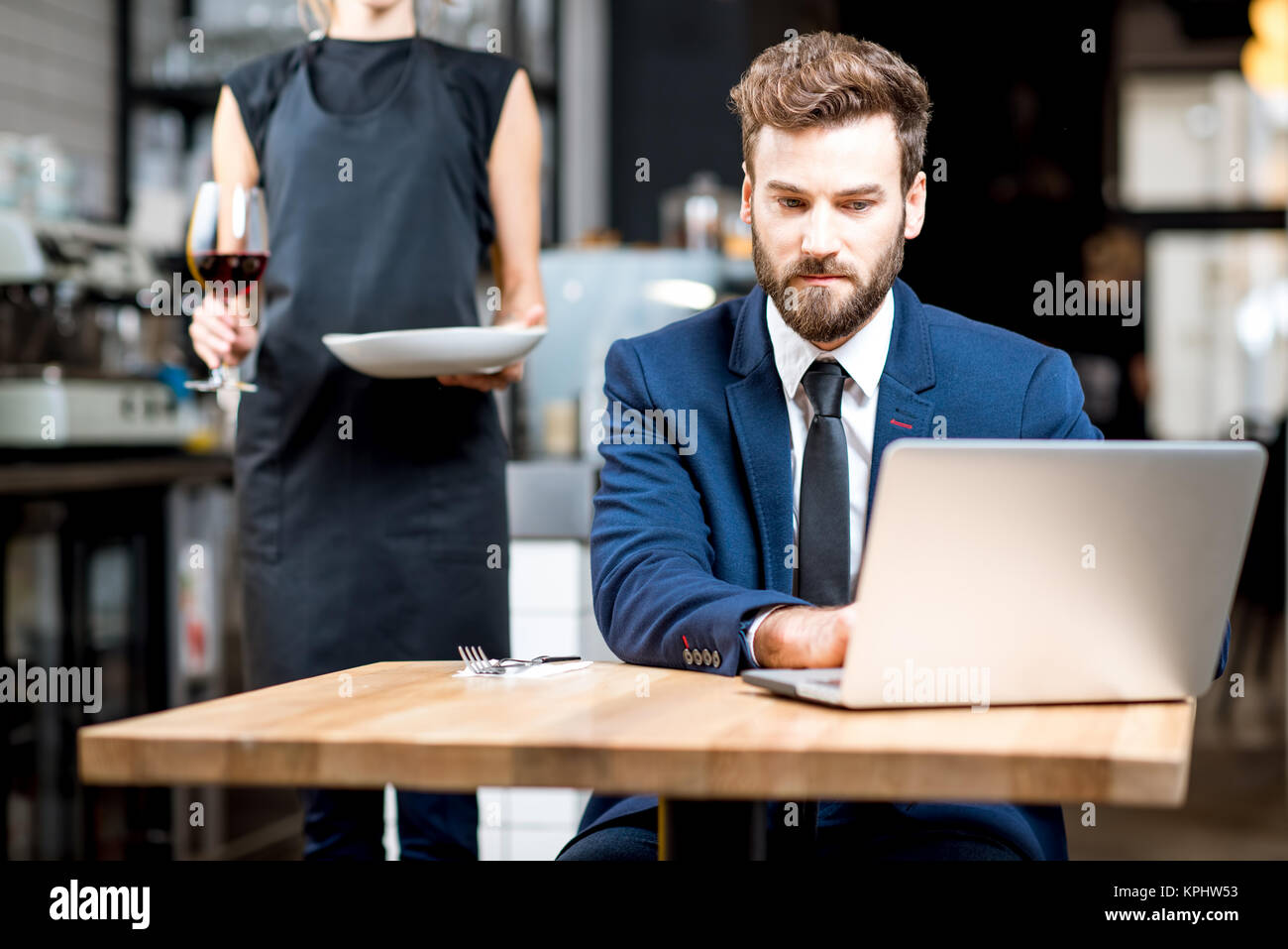 Businessman waiting for the order Stock Photo