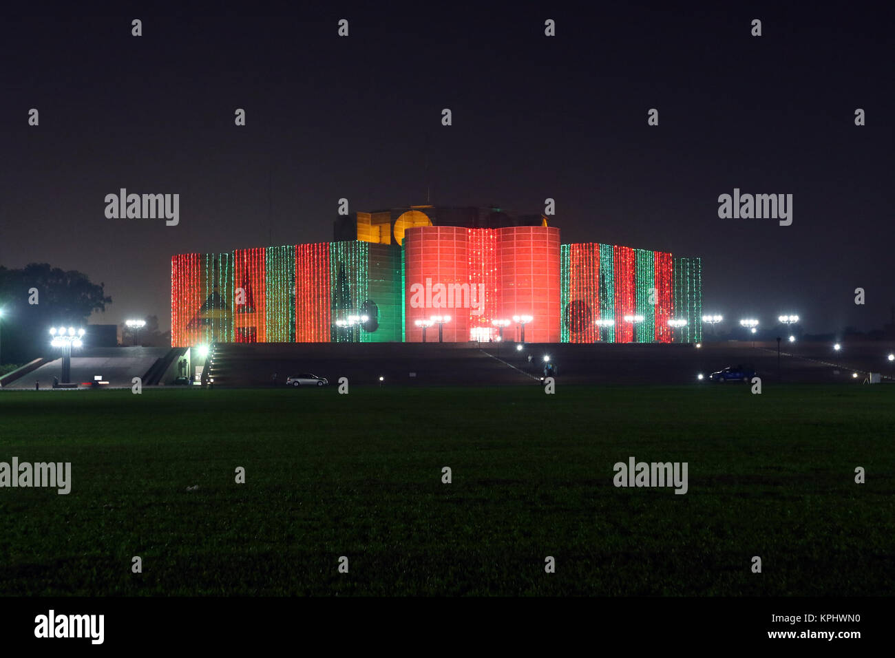 The National Assembly Building of Bangladesh or Jatiyo Sangsad Bhaban is considered to be one of the finest examples of modern architecture. Designed Stock Photo