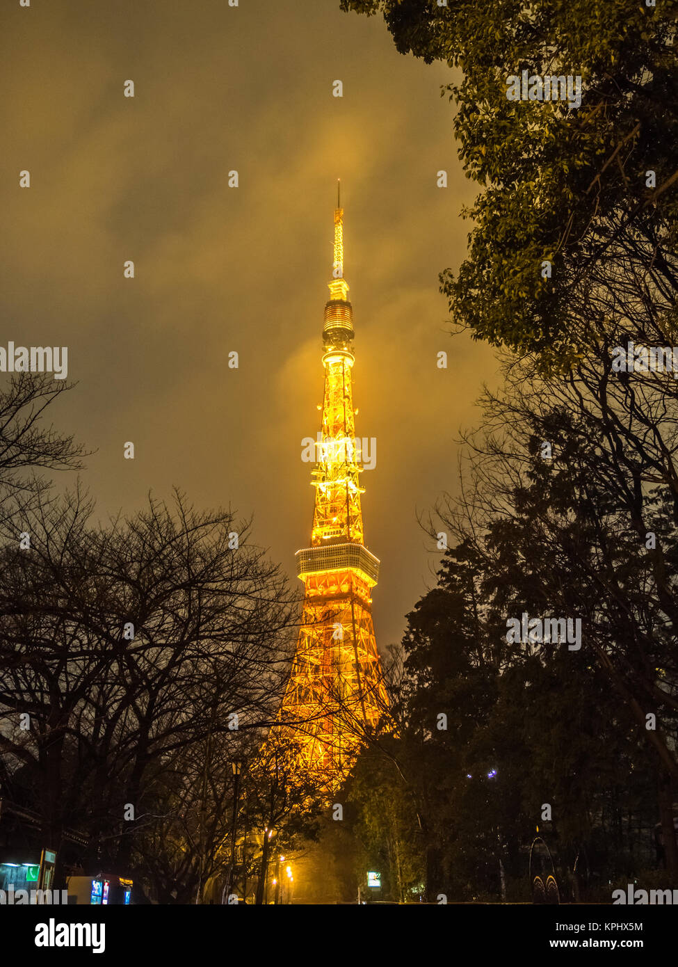 Lights of the Tokyo tower at night Stock Photo - Alamy