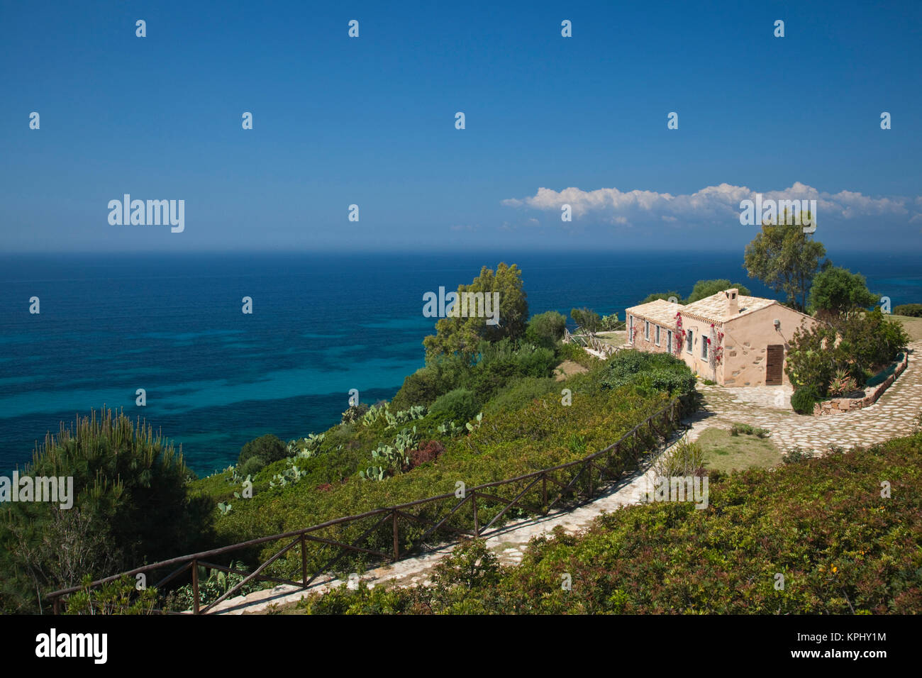 Italy, Sardinia, Capoterra. Cliffside house Stock Photo - Alamy
