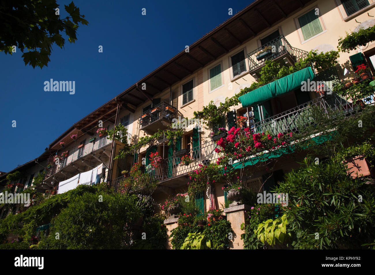 Italy, Verbano-Cusio-Ossola Province, Stresa. Lakefront house, Isola Superiore O Dei Pescatori. Stock Photo
