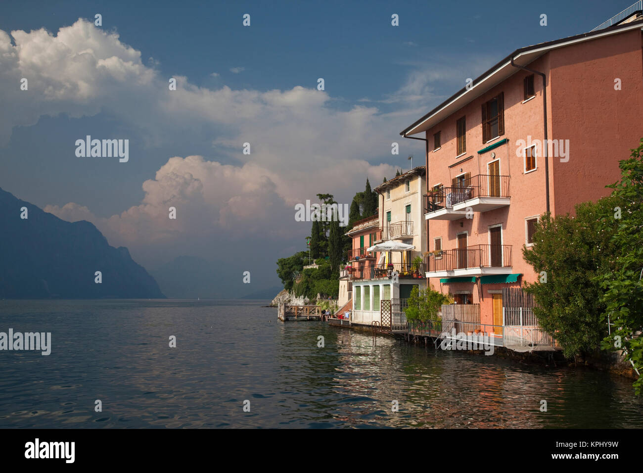 Italy, Verona Province, Malcesine. Lakefront houses Stock Photo Alamy