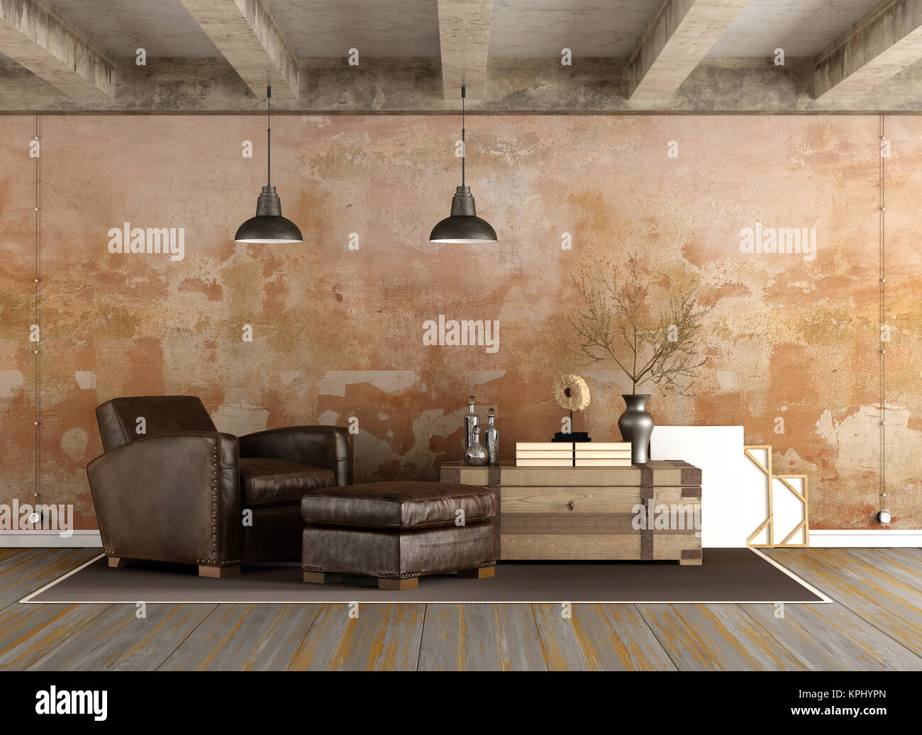 Grunge Living room Stock Photo - Alamy