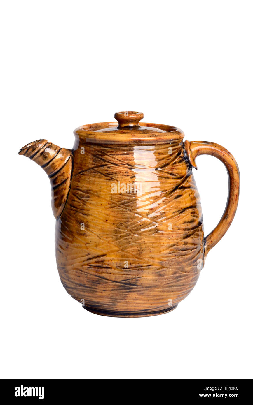 Yellow ceramic teapot isolated on white background Stock Photo Alamy