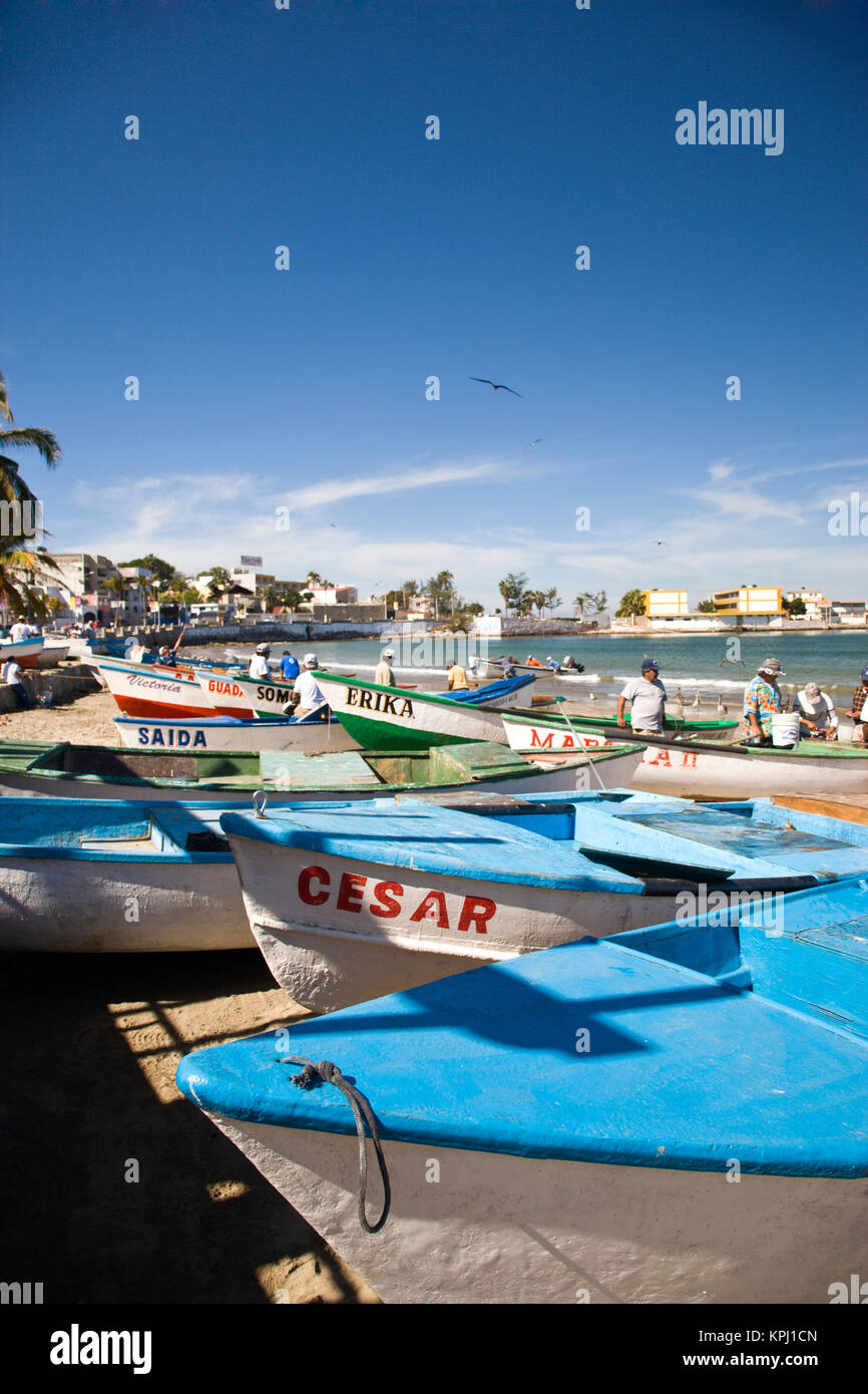 Olas Altas Blvd Beach and Fish Boats, Mazatlan, Sinaloa State, Mexico