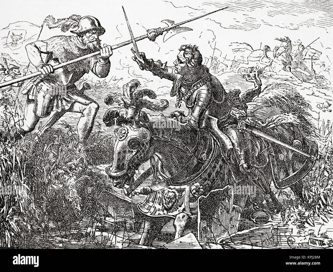 The death of Charles the Bold in battle at Nancy, 1477. Charles the Bold, baptized Charles Martin, 1433 – 1477. Duke of Burgundy.