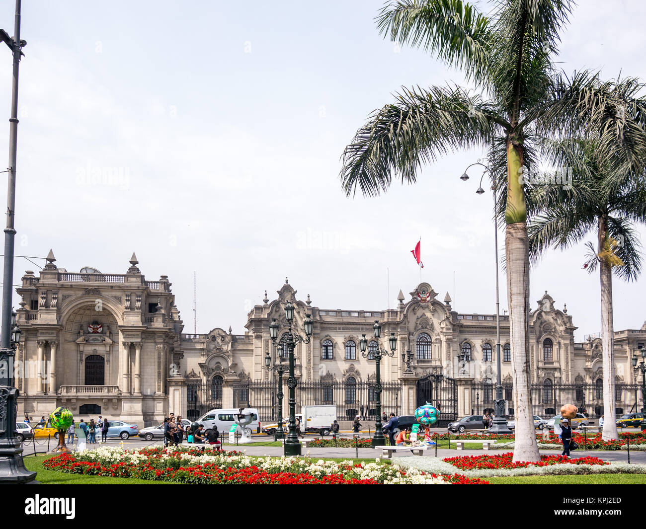 Lima, Peru - October 11, 2014 - Palacio de Gobierno  (Government  Palace) is a building originally erected in 1535. Stock Photo