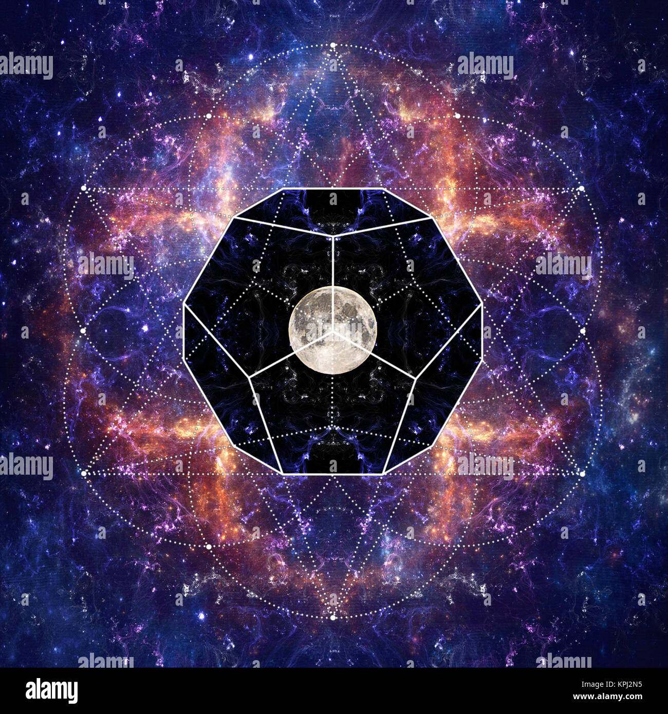 Photo of the Moon and Sacred Geometry by Sergey Nosov Stock Photo