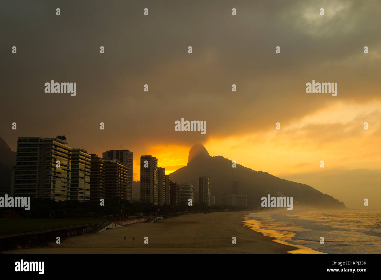 Sunrise at São Conrado beach, Rio de Janeiro, Brazil Stock Photo