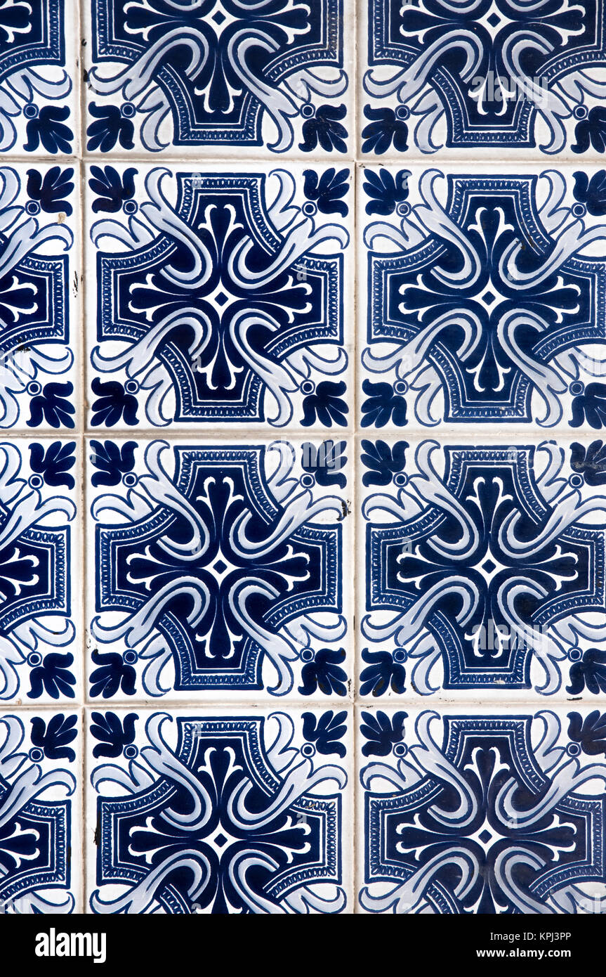 Amazing old ceramic wall for interior and exterior background. Lisbon, Portugal Stock Photo