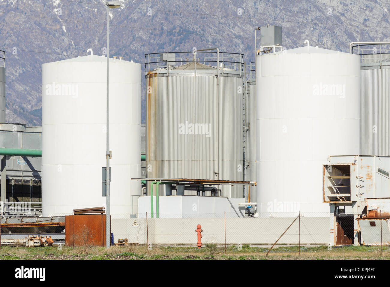 Silos of a chemical plant. Stock Photo