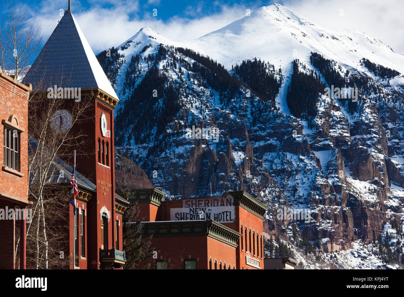 USA, Colorado, Telluride, Main Street buildings Stock Photo