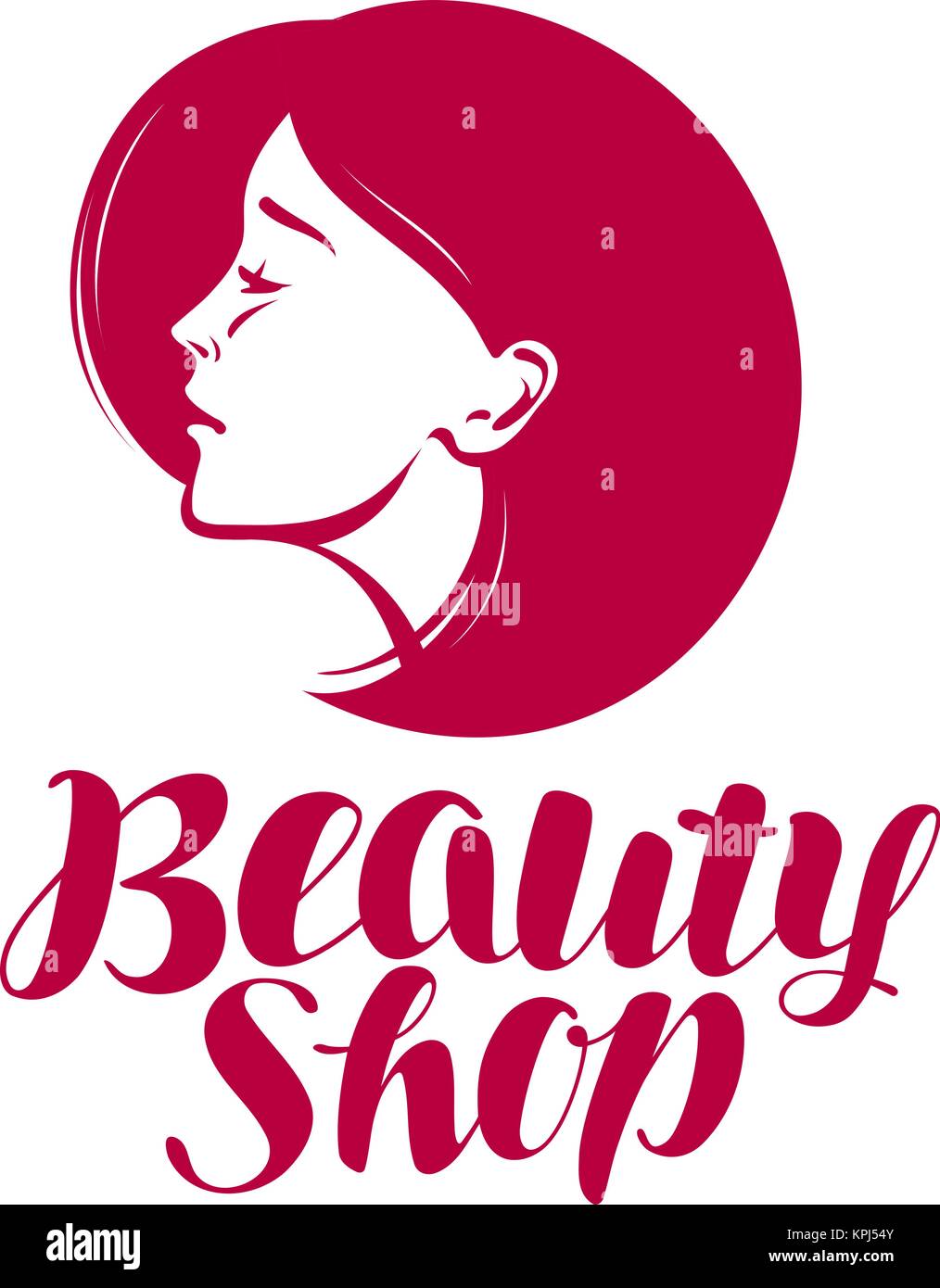 Beauty shop, logo or label. Makeup, cosmetic, spa icon. Lettering vector illustration Stock Vector