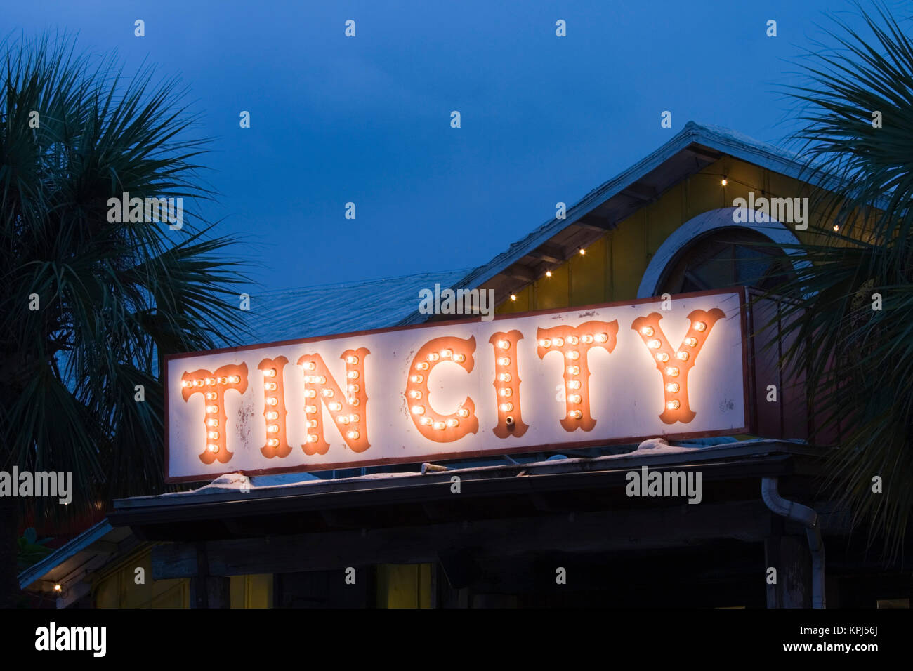 USA, Florida, Naples Sign for Tin City, former oyster processing plant