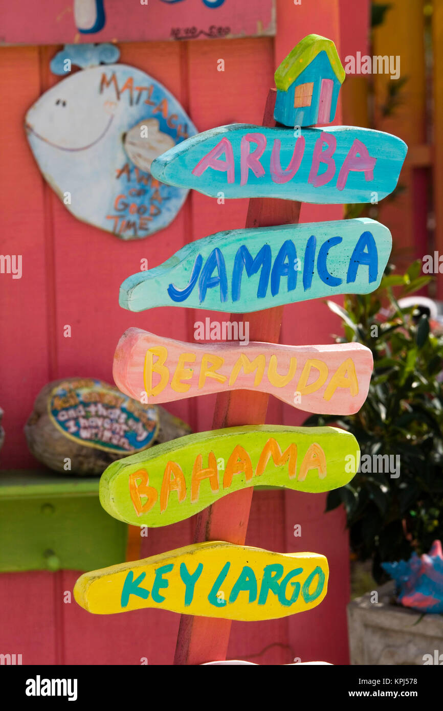 USA, Florida, Pine Island (Matlacha) Colorful Directions Sign Stock Photo Alamy