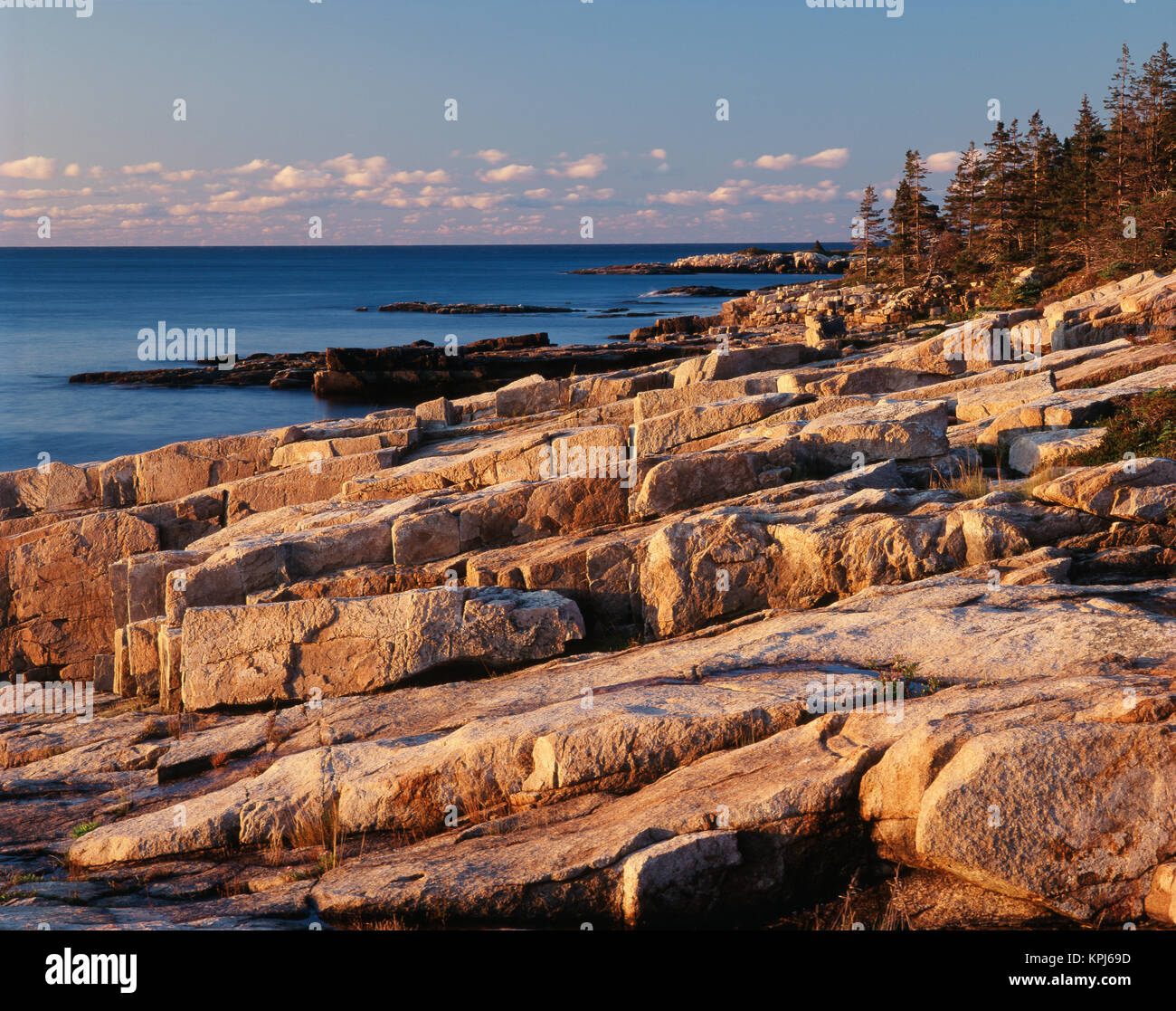 USA, Maine, Acadia National Park, Mt Desert Island, View of rocks with ...