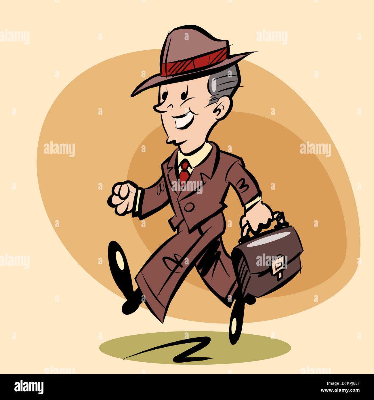 Smiling retro businessman goes to work Stock Photo - Alamy