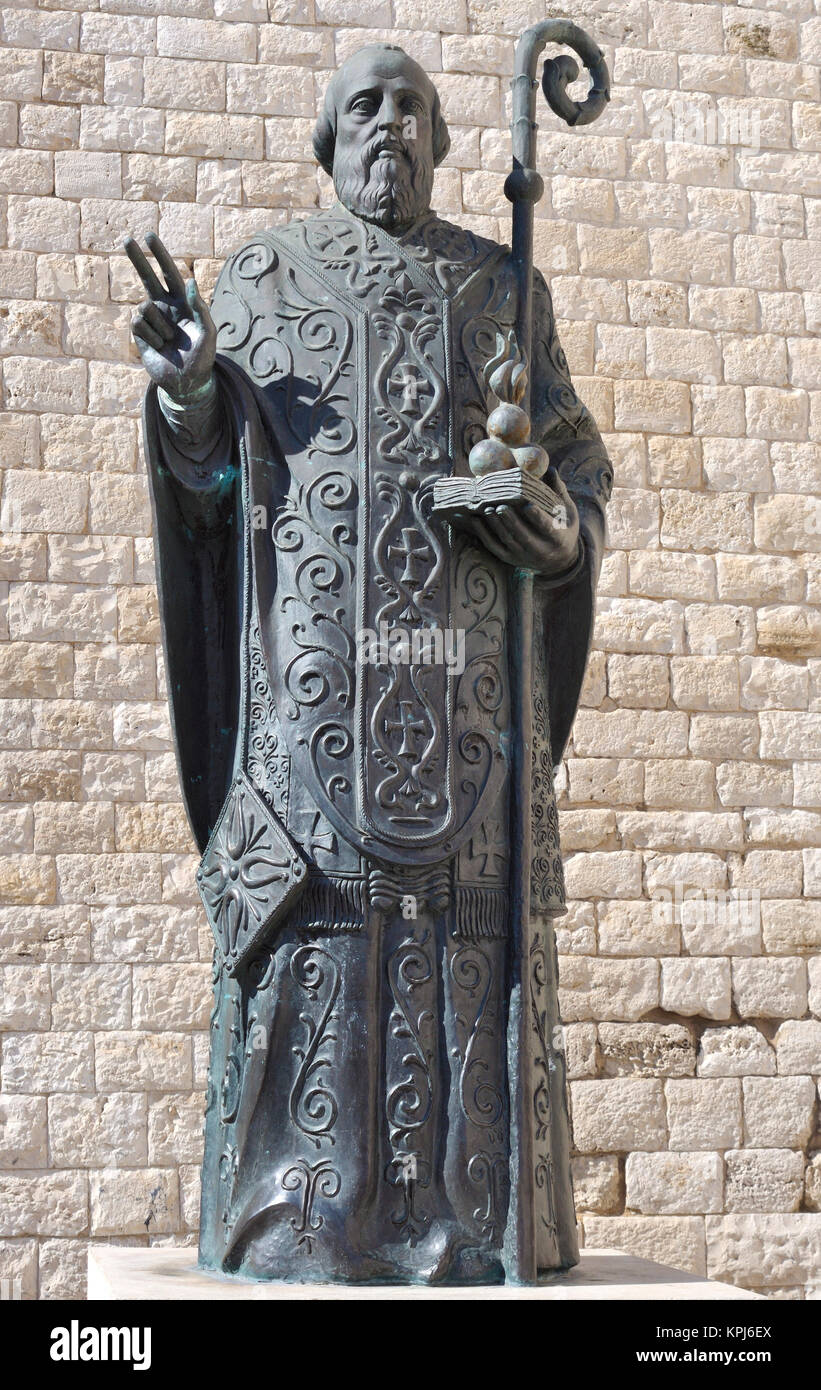bari,italy statue of saint nicholas,bari,italy. statue of saint