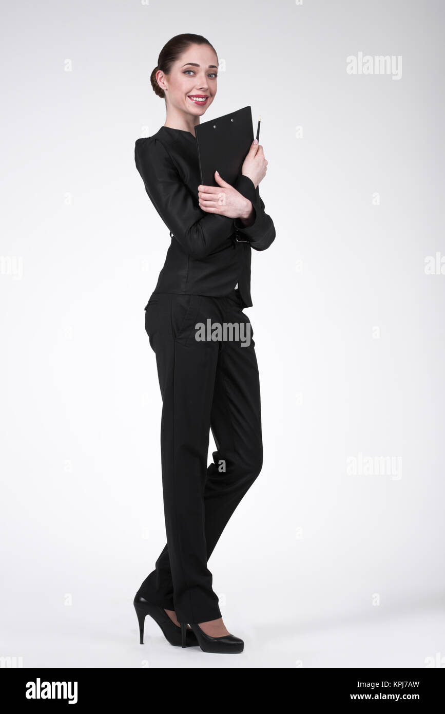 Happy girl with a folder in hand Stock Photo - Alamy