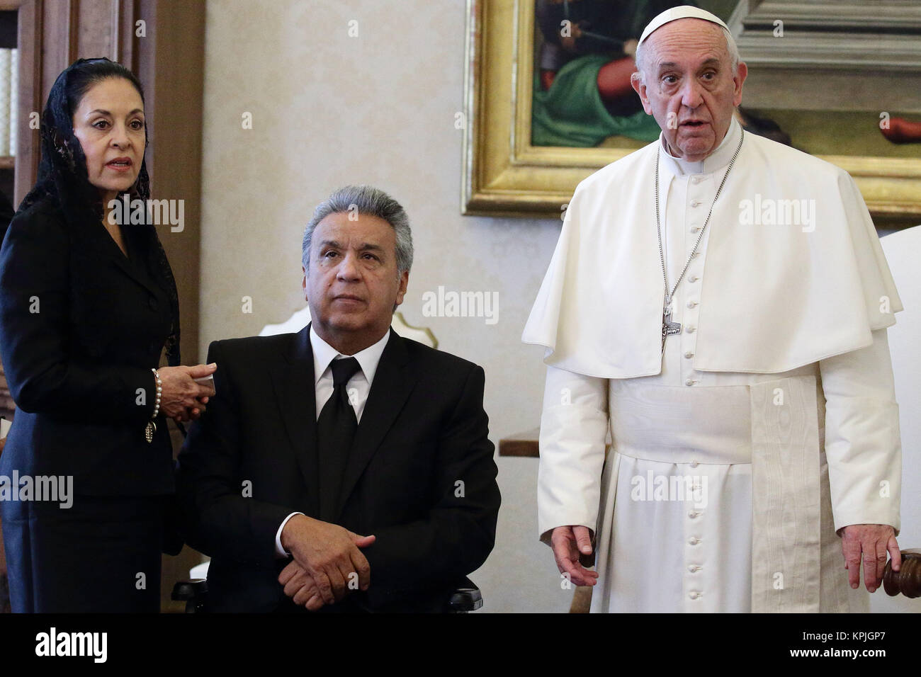 Vatican City, Vatican. 16th December, 2017. POPE FRANCIS meets the Ecuador's president LENIN MORENO GARCES in a private audience at the Vatican Credit: Evandro Inetti/ZUMA Wire/Alamy Live News Stock Photo