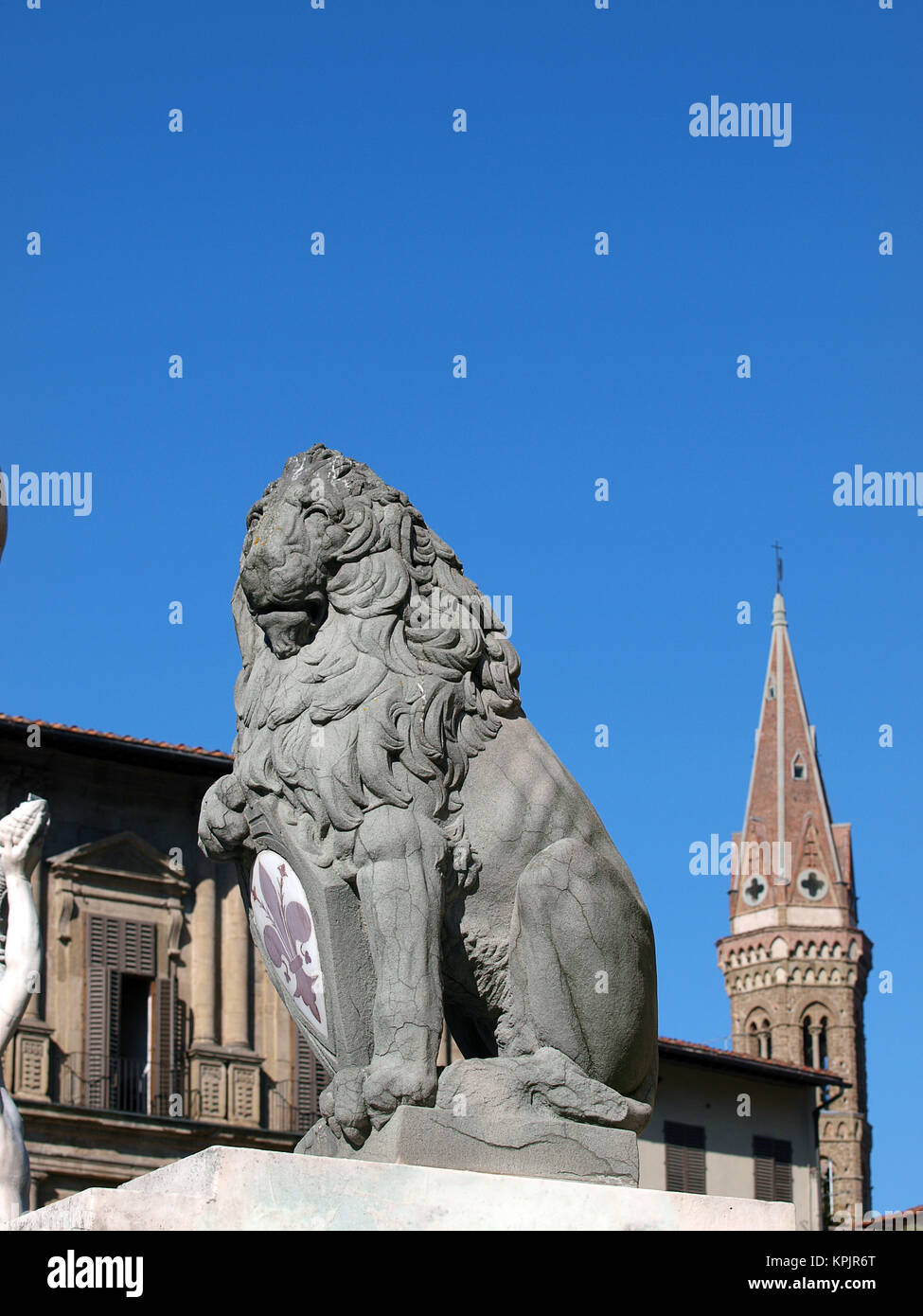 Florence - Lion Marzocco. the lion called marzocco created by donatello in the 15th century is a symbol of the florentine army in the middle age. loca Stock Photo