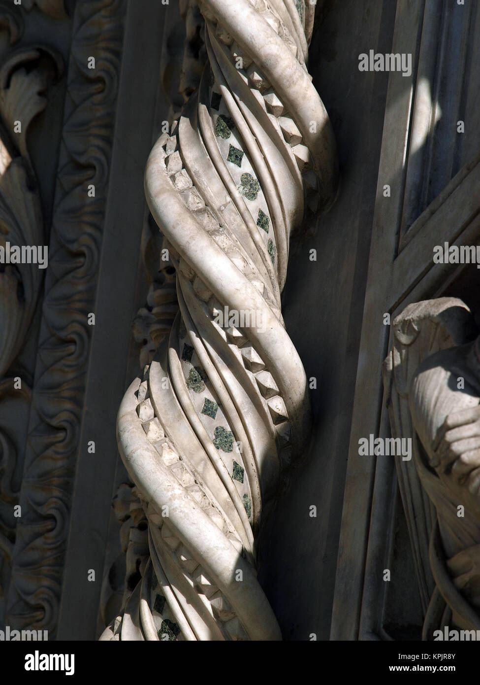 Florence - elaborate decorations of the portal on the Duomo facade Stock Photo