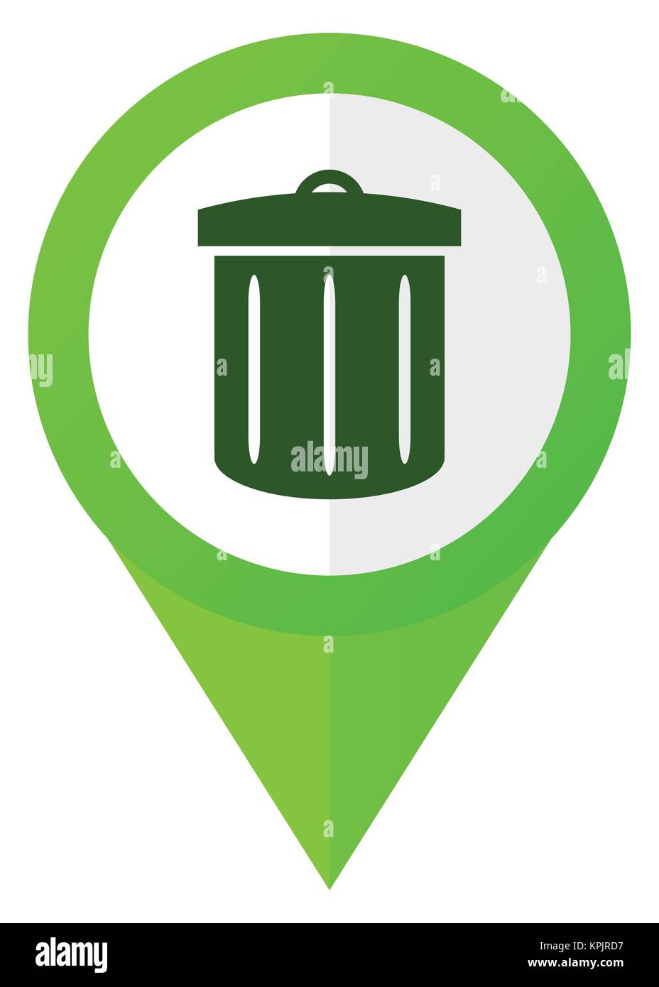 Trash can green flat design pointer vector icon isolated on white ...