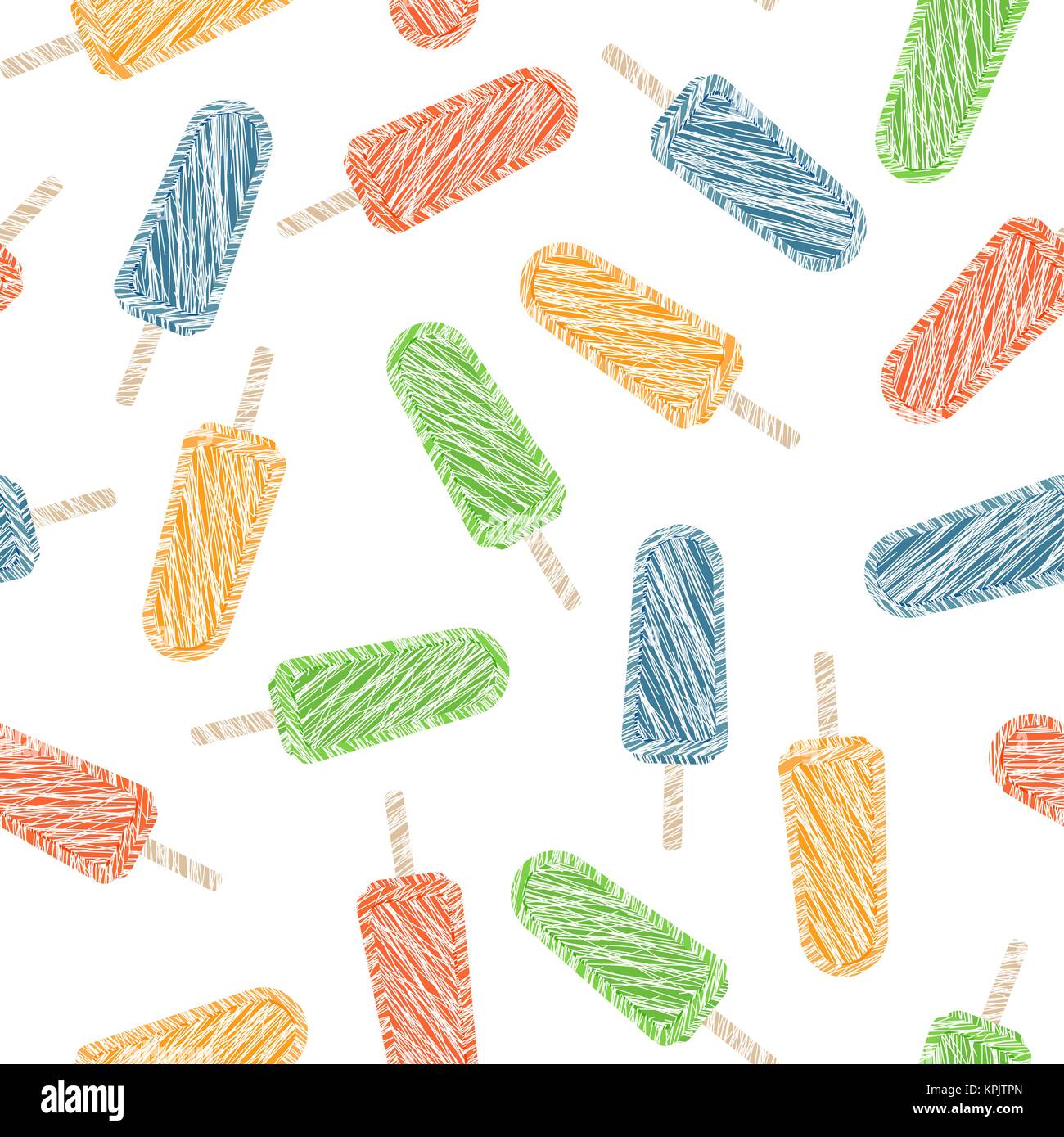 Natural fruit popsicles. Seamless pattern. Scratched background. Berry lollipops texture. Delicious summer dessert. Vegetarian sweets. Natural healthy Stock Vector