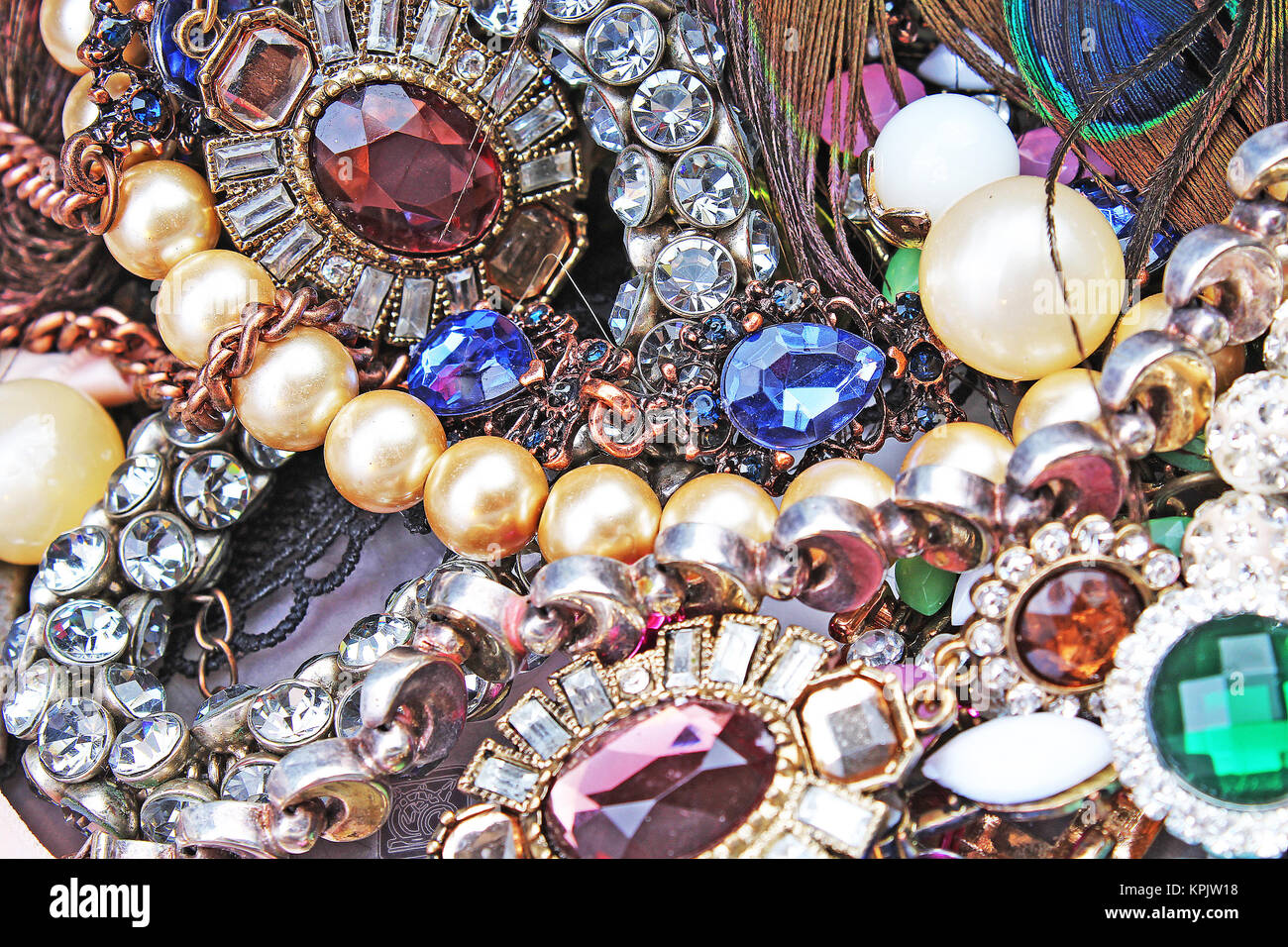 Fashion jewelrys. Fashion jewels as background. Jewelery texture. A lot