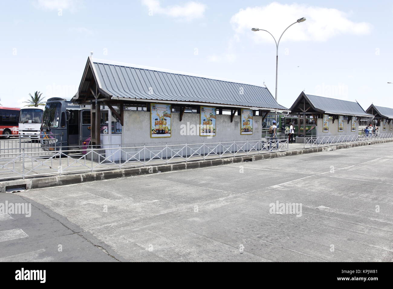 Bus Terminal, bus stop, Mahebourg. Mauritius Stock Photo