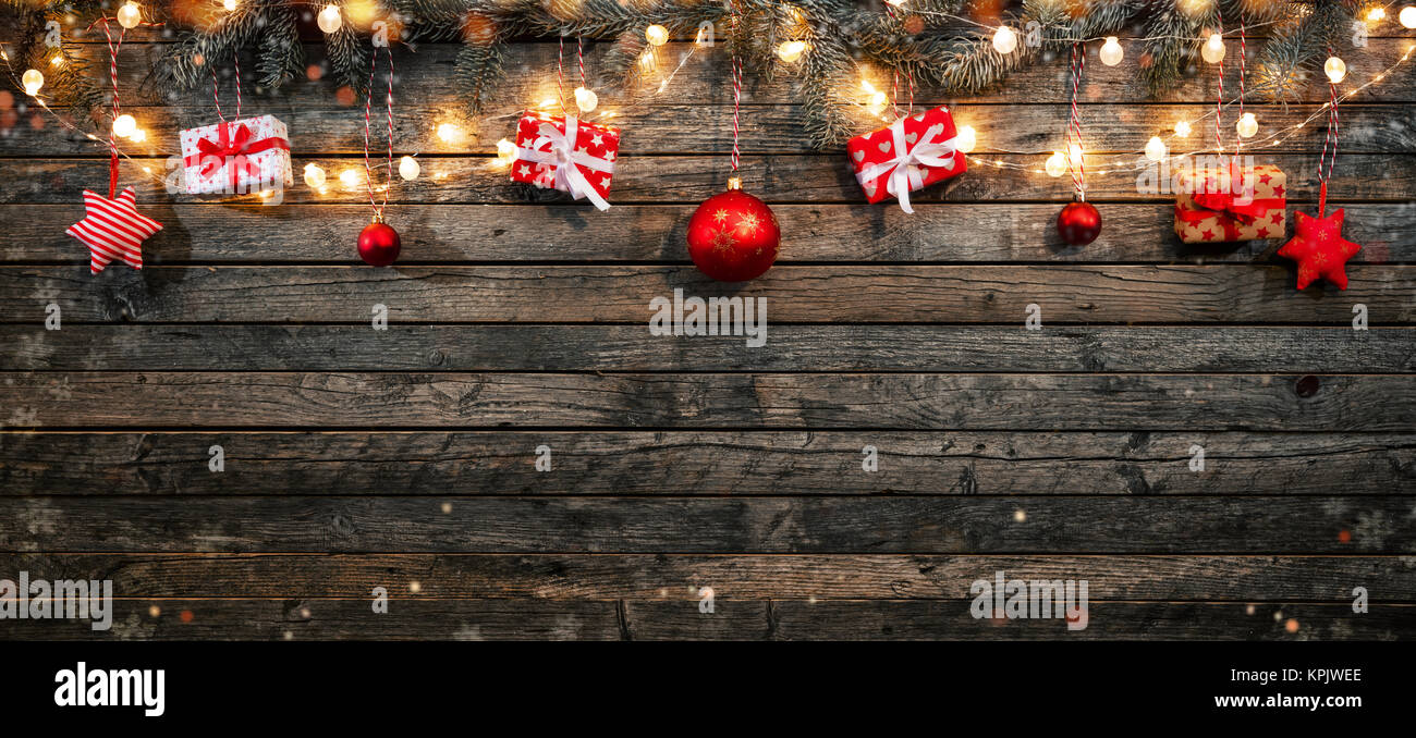 Christmas background with wooden decorations and spot lights. Free space  for text. Celebration and decorative design. Very high resolution Stock  Photo - Alamy