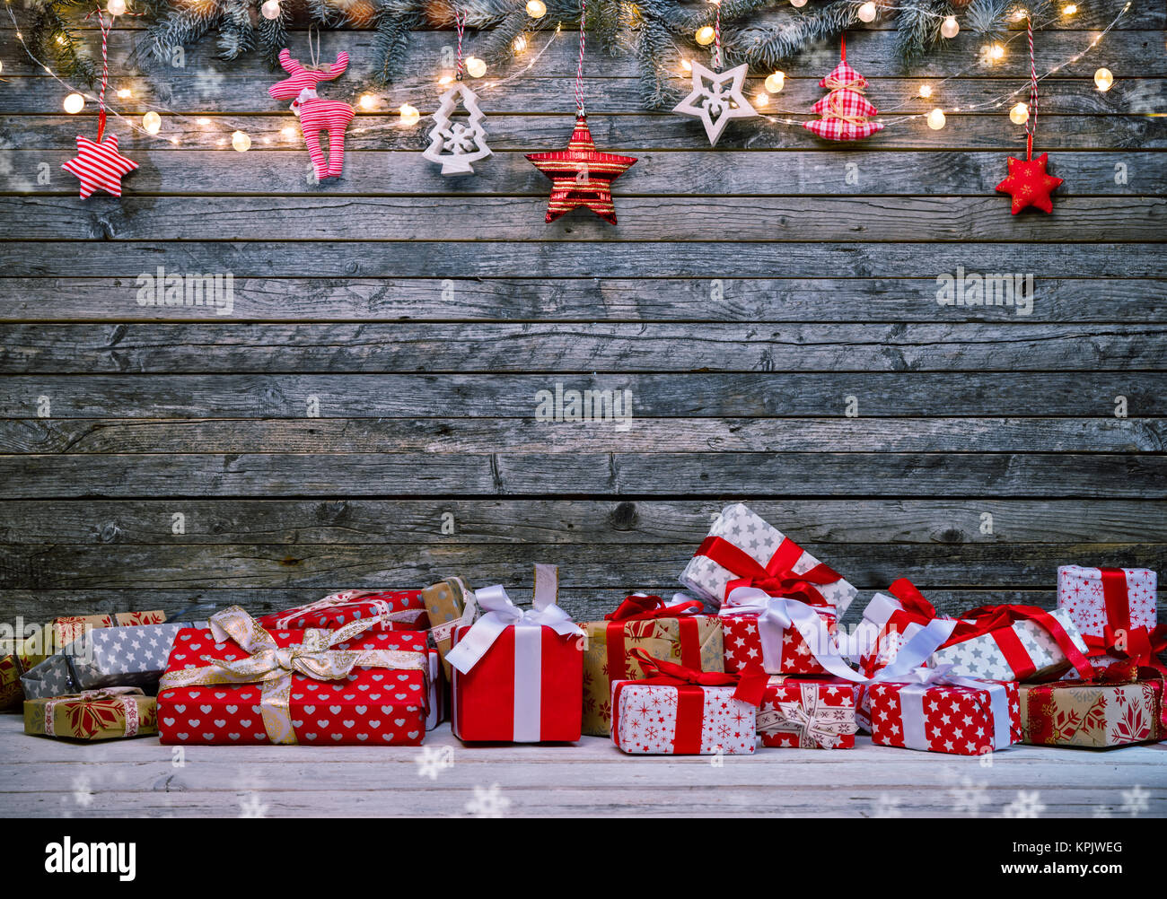Christmas background with wooden decorations and spot lights. Free space  for text. Celebration and decorative design. Very high resolution Stock  Photo - Alamy