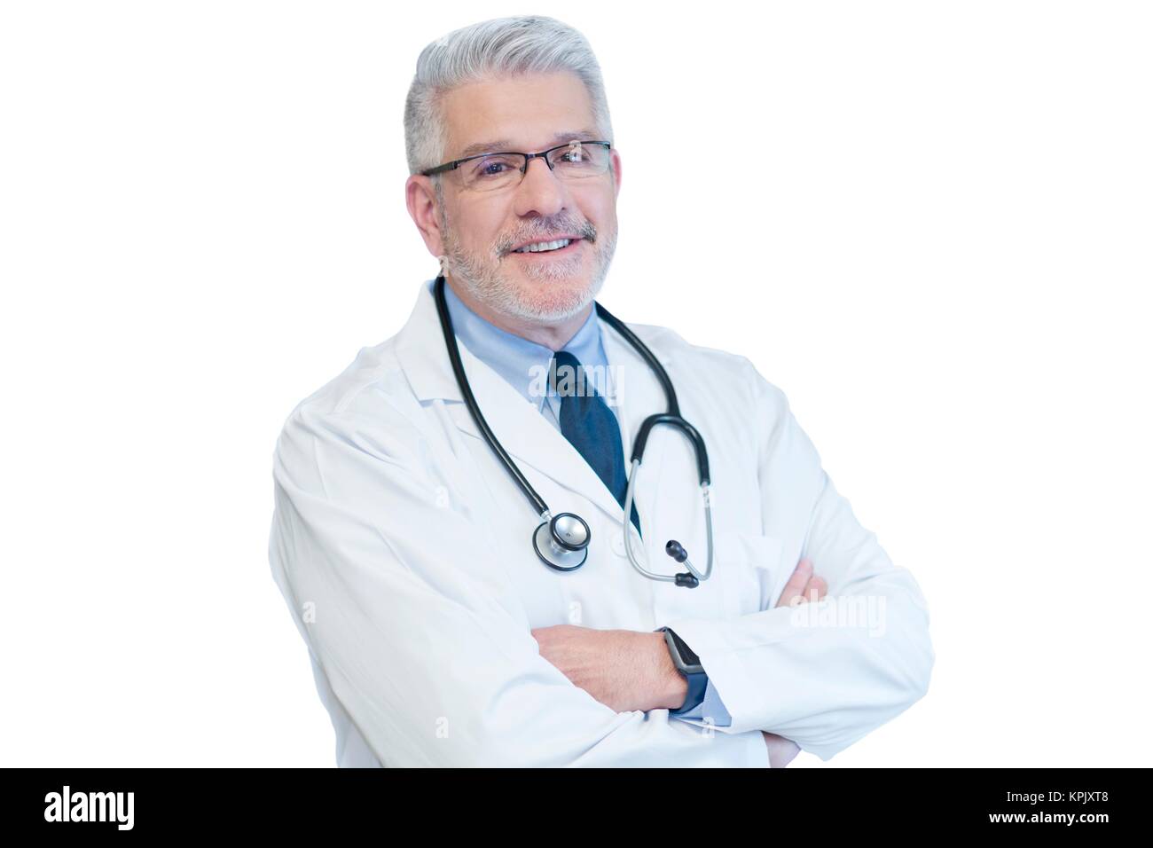 Happy mature male doctor hi-res stock photography and images - Alamy