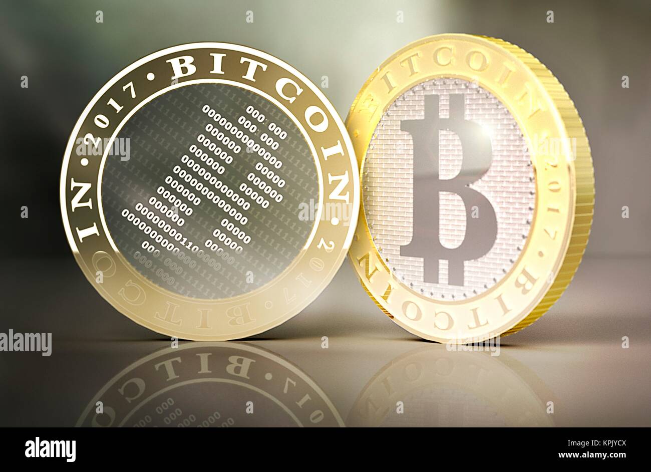 Conceptual artwork representing the bitcoin cryptocurrency. Bitcoin is ...