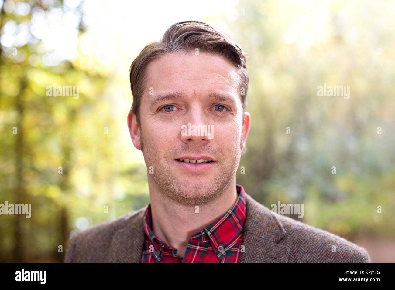 Man with quiff hairstyle, portrait. Stock Photo