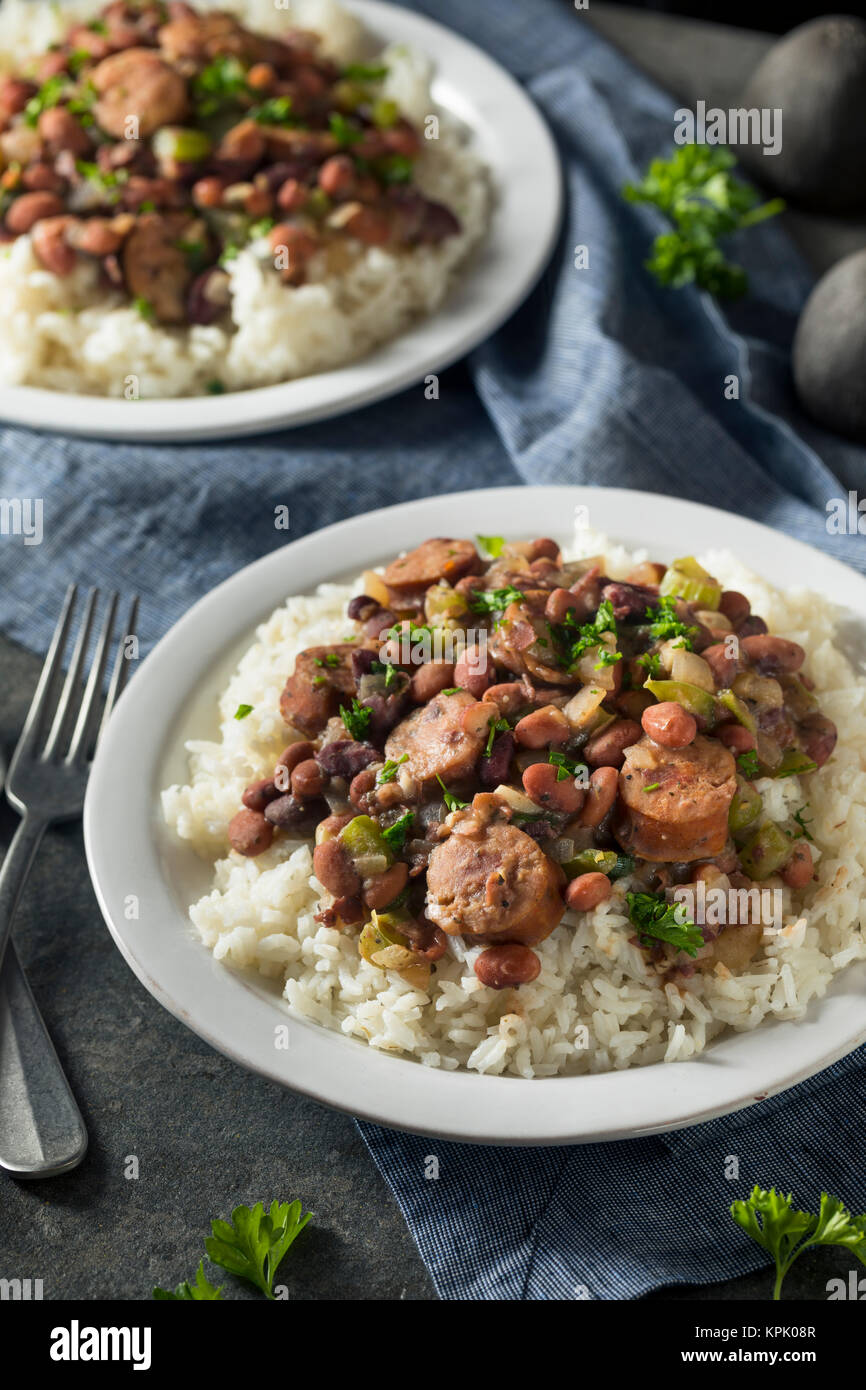Southern Red Beans and Rice with Andouille Sausage Stock Photo Alamy
