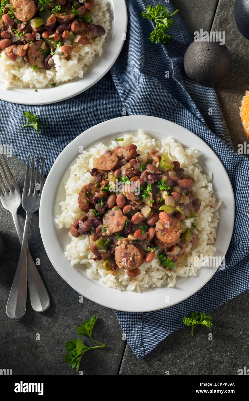 Southern Red Beans and Rice with Andouille Sausage Stock Photo Alamy