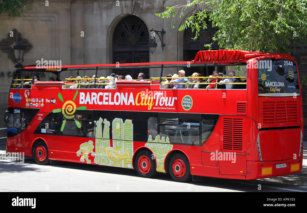 City tour bus, Catalonia, Barcelona, Spain. Stock Photo
