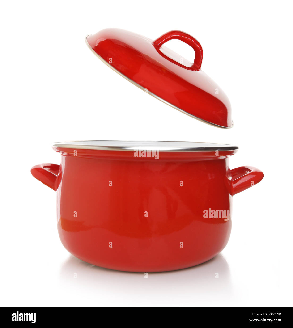 Red cooking pot isolated on white background Stock Photo