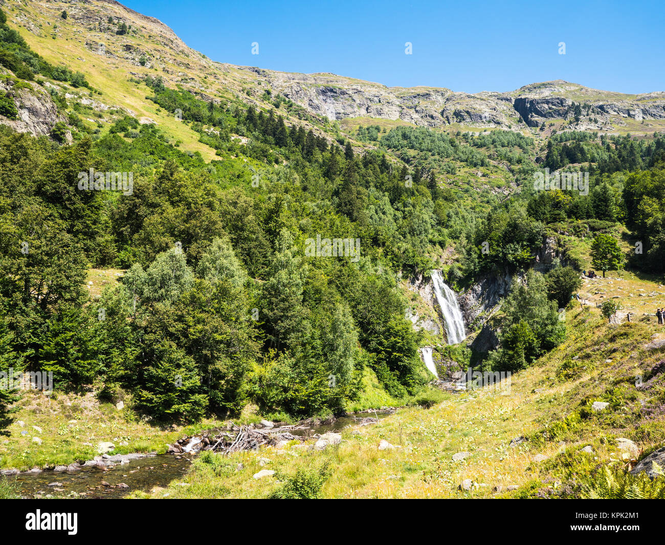 View of the Sauth des Pish waterfall in Aran valley, Spain Stock Photo