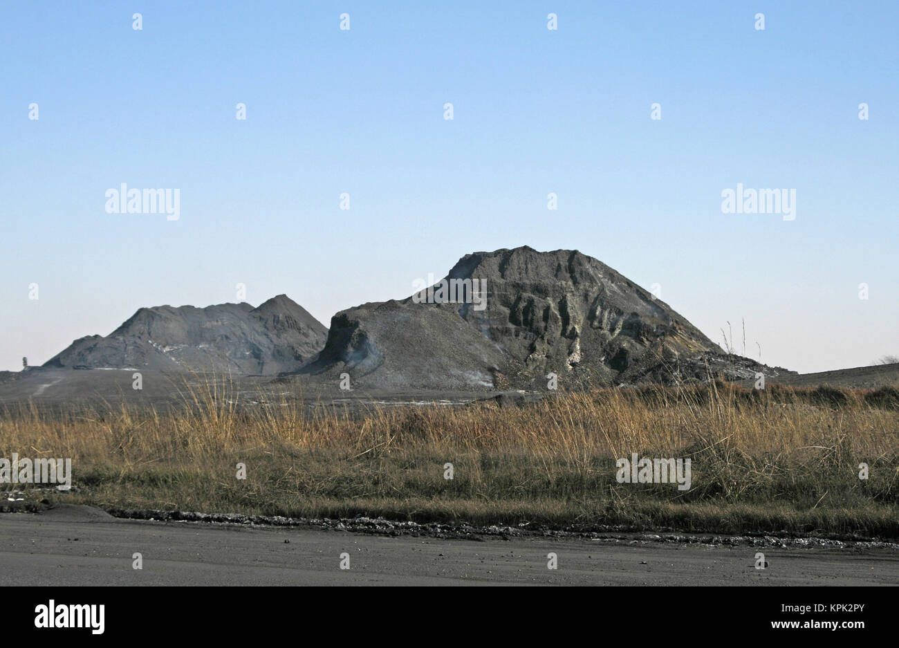 Countryside coal mine on highway, Kingdom of Swaziland. Stock Photo