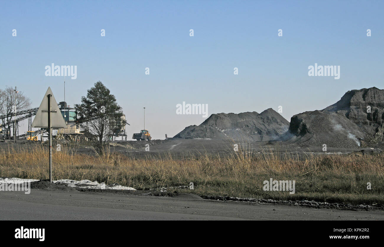 Countryside coal mine on highway, Kingdom of Swaziland. Stock Photo