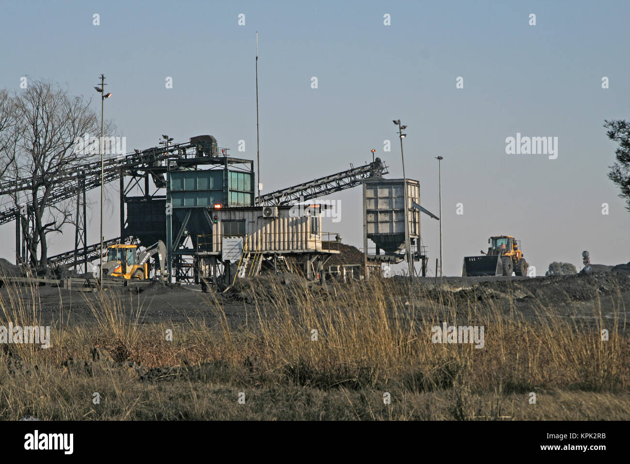 Countryside coal mine on highway, Kingdom of Swaziland. Stock Photo