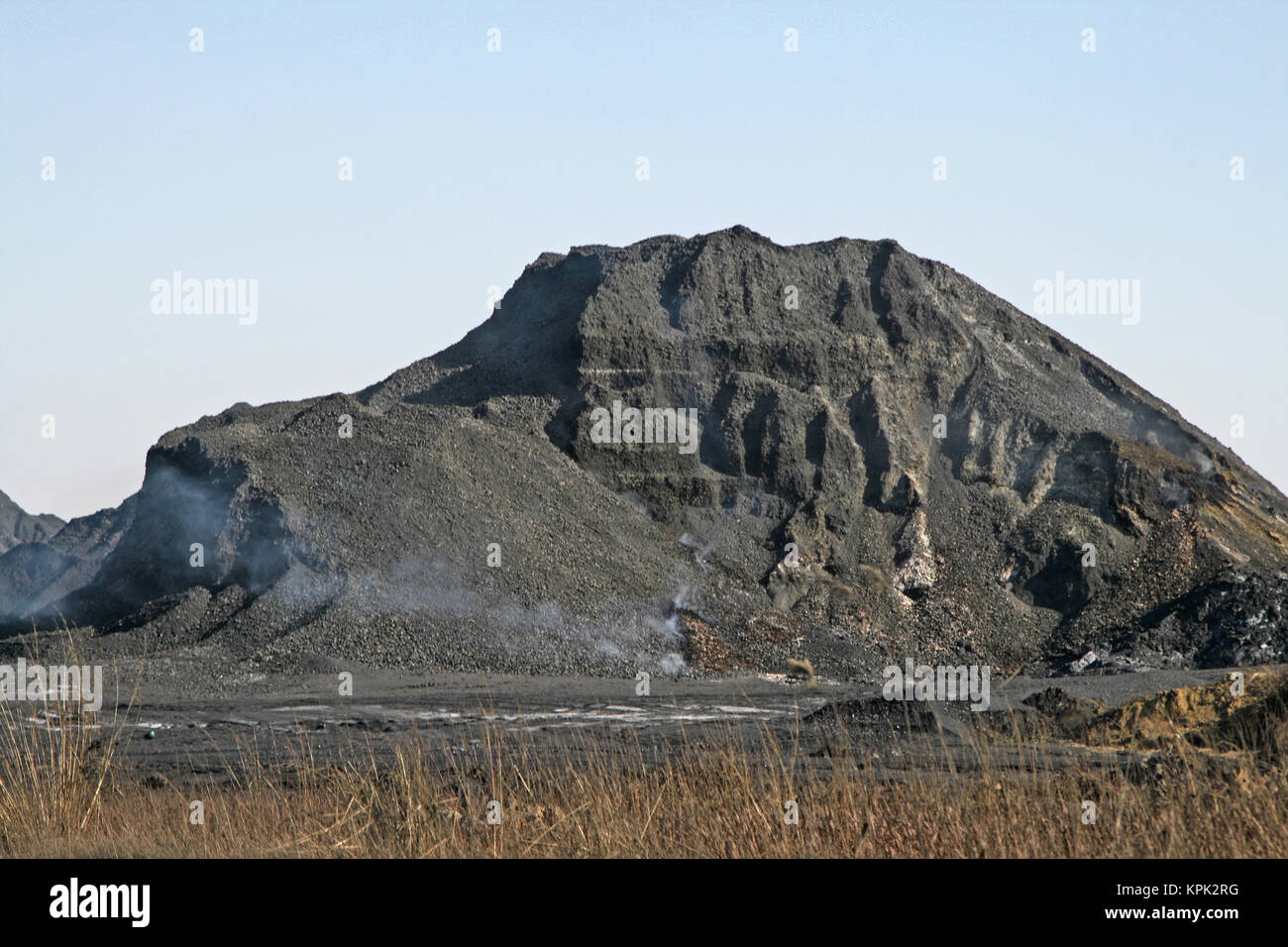 Countryside coal mine on highway, Kingdom of Swaziland. Stock Photo