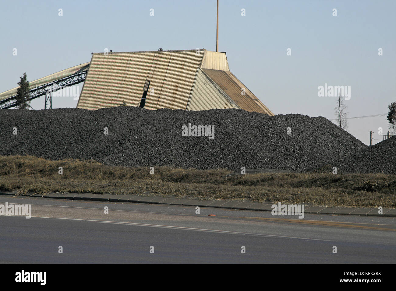 Countryside coal mine on highway, Kingdom of Swaziland. Stock Photo