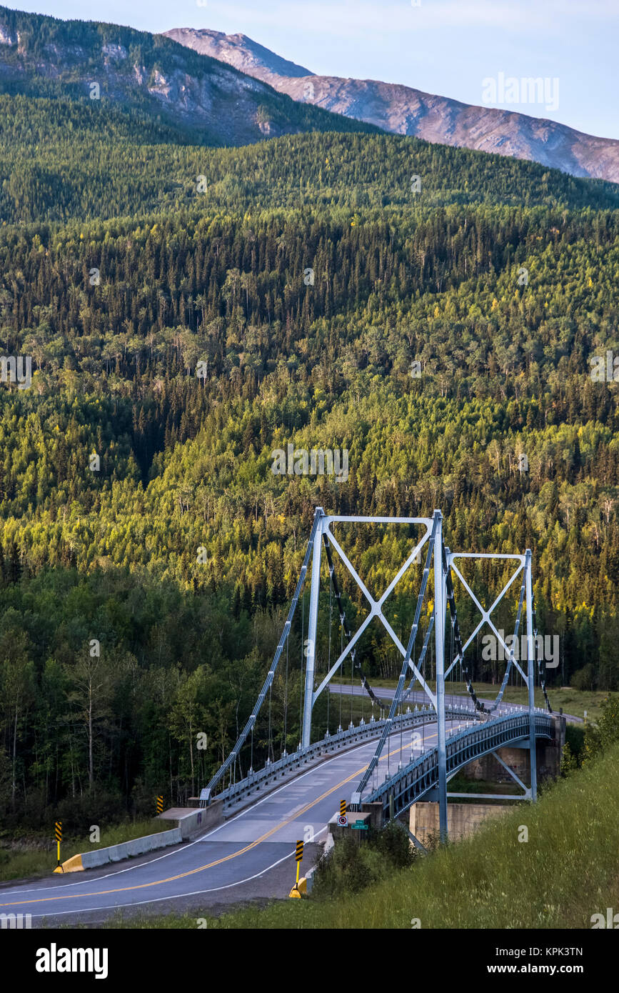 Liard River suspension bridge, last suspension bridge on the Alaska