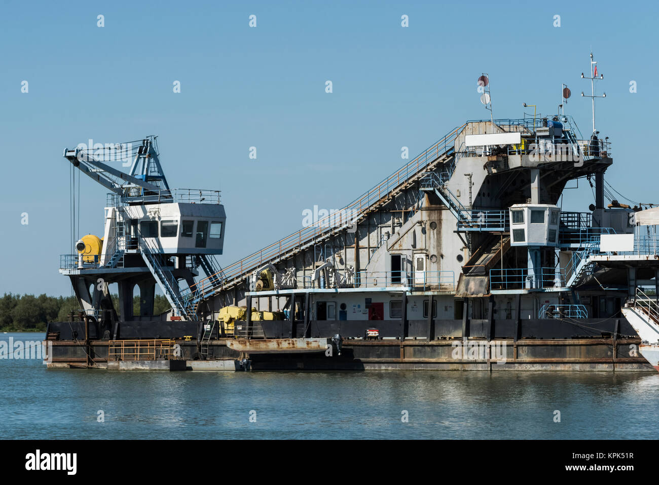 Industrial barge on the Danube River; Kostolac, Vojvodina, Serbia Stock Photo