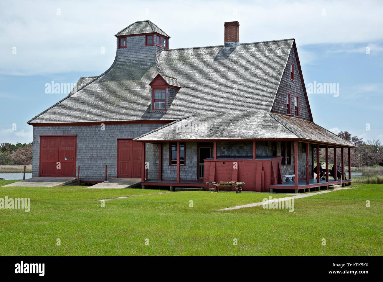 NC01088-00...NORTH CAROLINA - Former Life Saving Station at the historical village of Portsmouth on Portsmouth Island;Cape Lookout National Seashore. Stock Photo