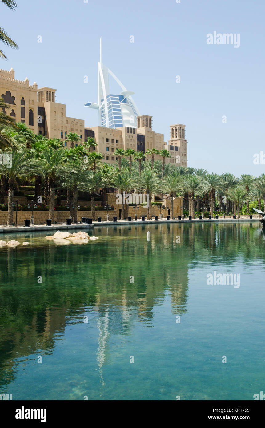 Burj Al Arab Hotel with the Old Town Palace hotel Dubai Stock Photo