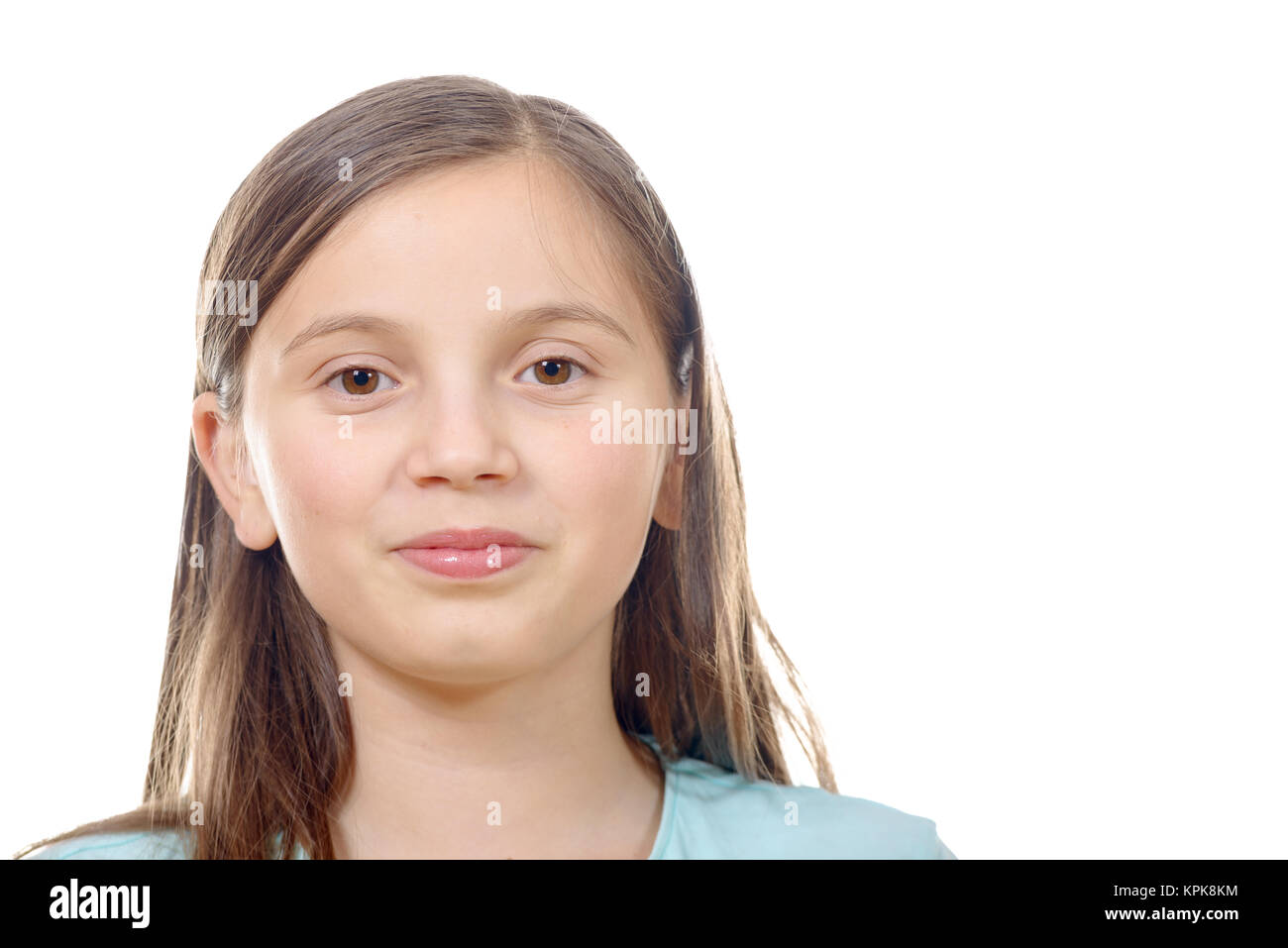 portrait of preteen girl isolated on a white background Stock Photo - Alamy